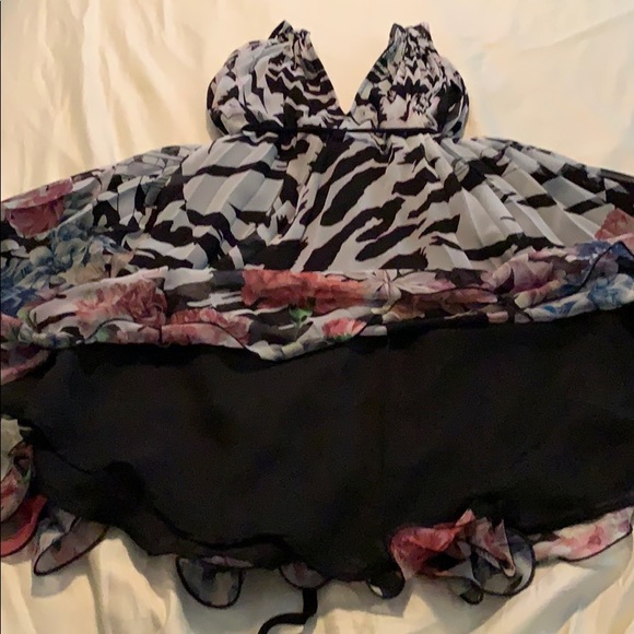 Layer floral cocktail dress w/ draping & 1” straps - Picture 2 of 6